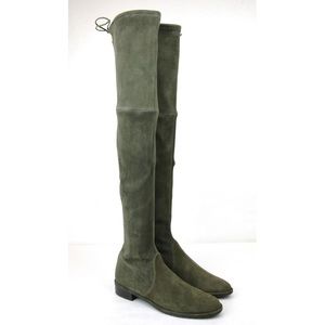 HARDLY WORN Stuart Weitzman Lowland Loden Green Suede Over The Knee Boot sz 6.5